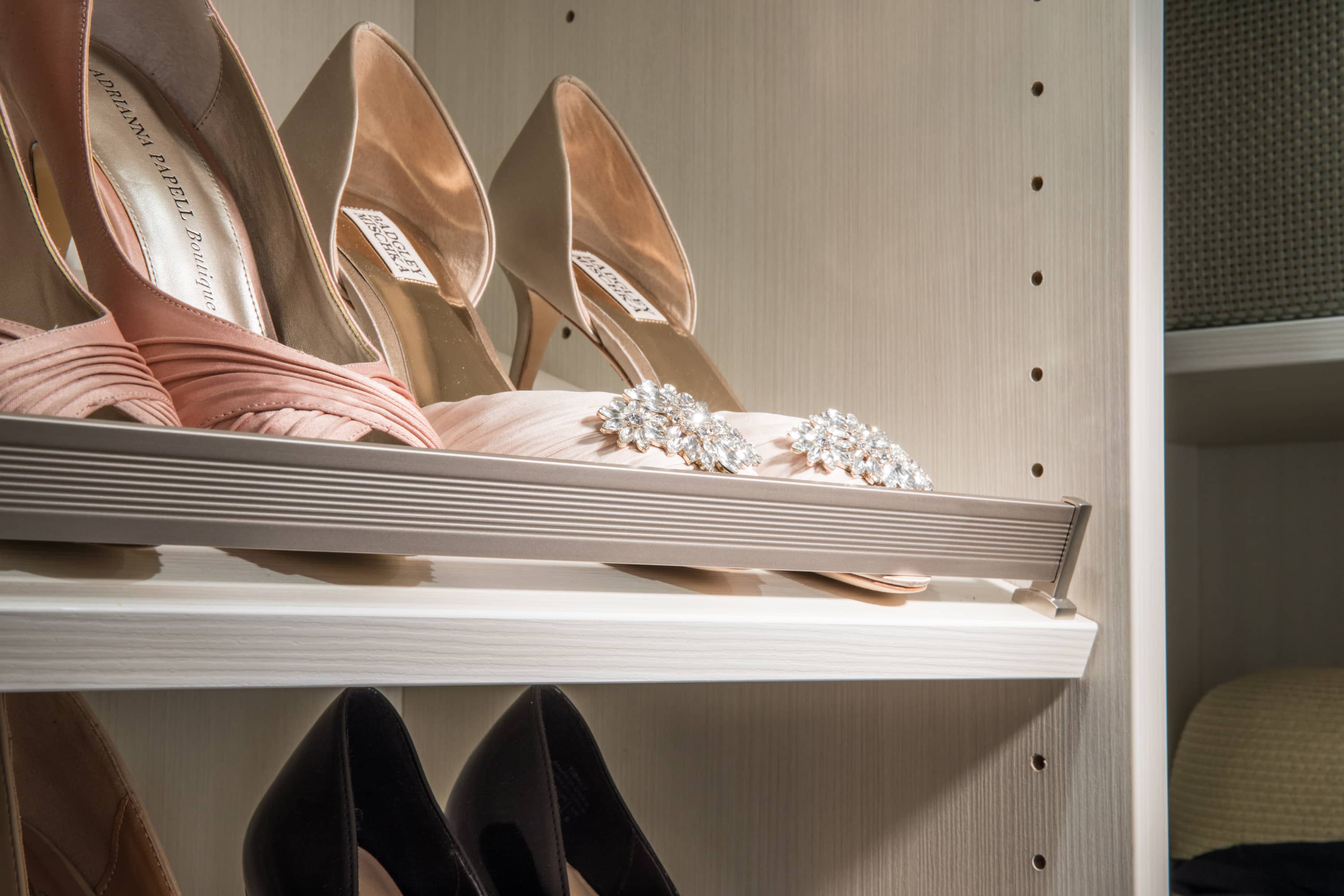 Close up of women's shoes on shelf