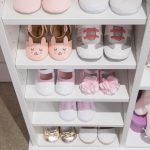 Girls shoes placed on shelves