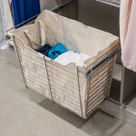 Drawer pulled out showing clothing hamper