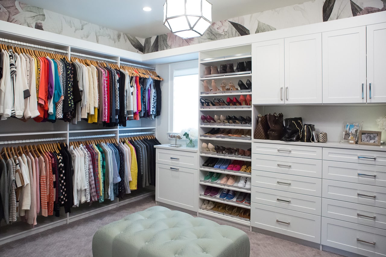 Inspired Closets closet with shoe shelves, clothing shelves, clothing racks and drawers