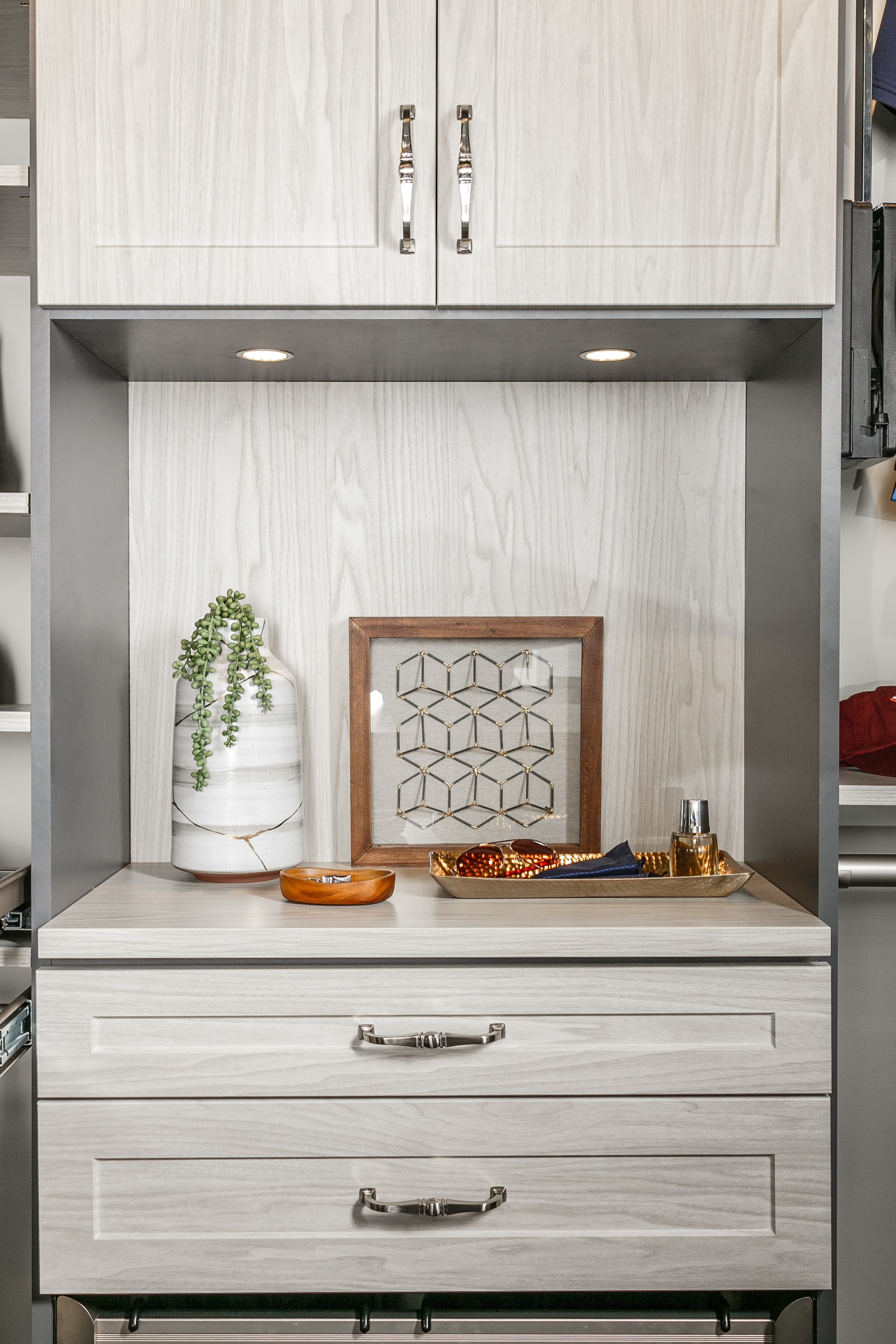 Drawers and cabinets inside closet