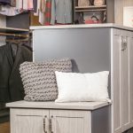 Close up of cabinets in center of closet