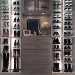 Closet with glass shelves for shoes