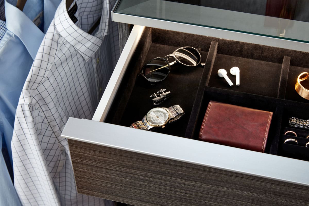 Close Up of Open Drawer with Small Items Inside