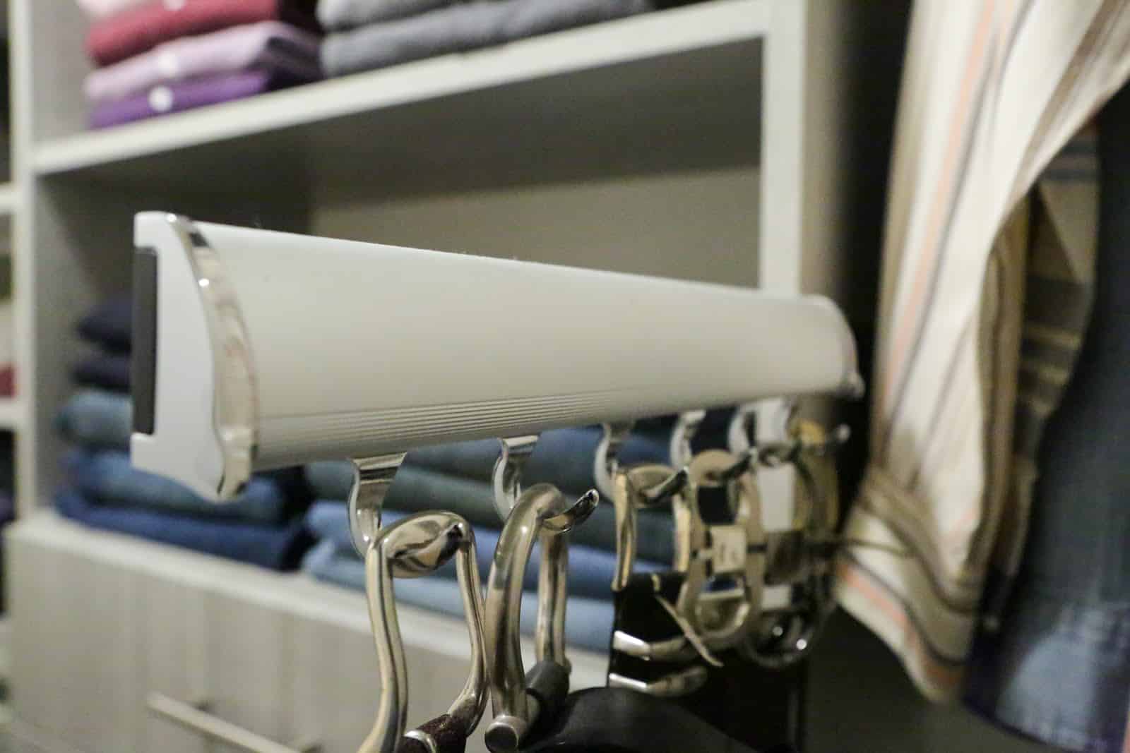 Close up of Inspired Closets belt rack