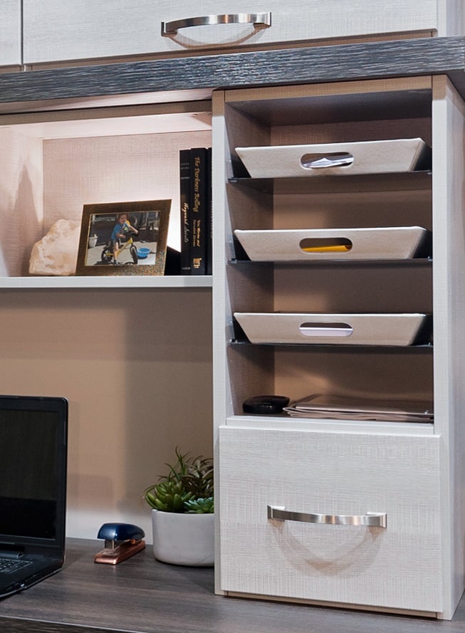 Custom Home Office Organizer with Shelves and Counter Storage in Pittsburgh