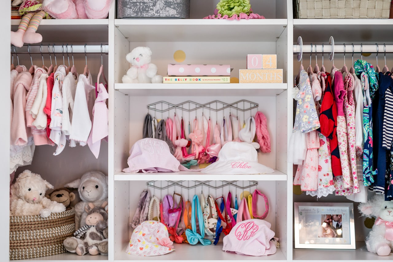 Close up of Inspired Closets bedroom closet with girls accessories inside