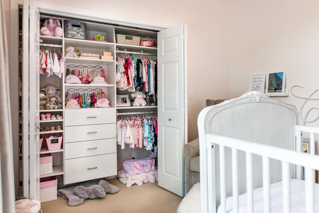 Inspired Closets bedroom closet with girls accessories inside