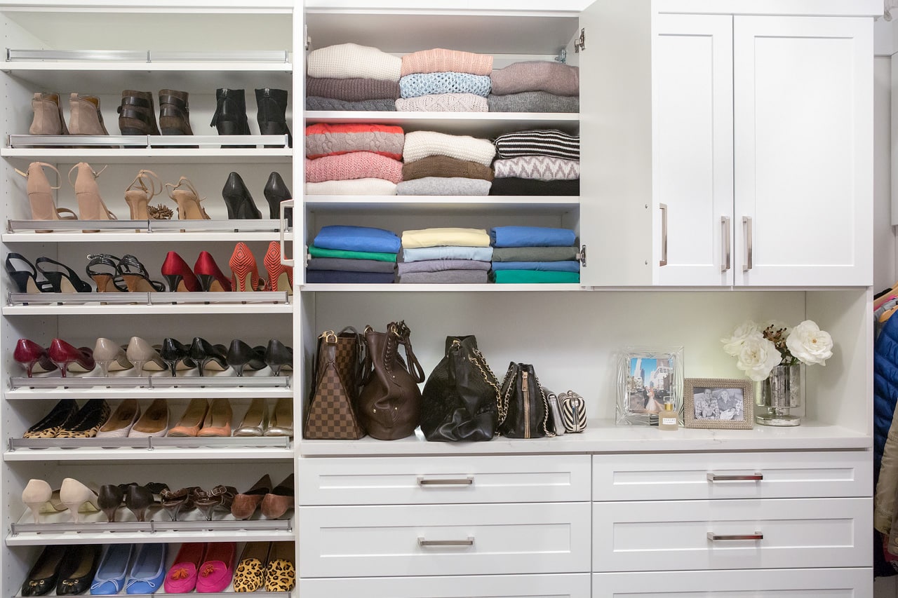 Inspired Closets closet with shoe shelves, clothing shelves and drawers