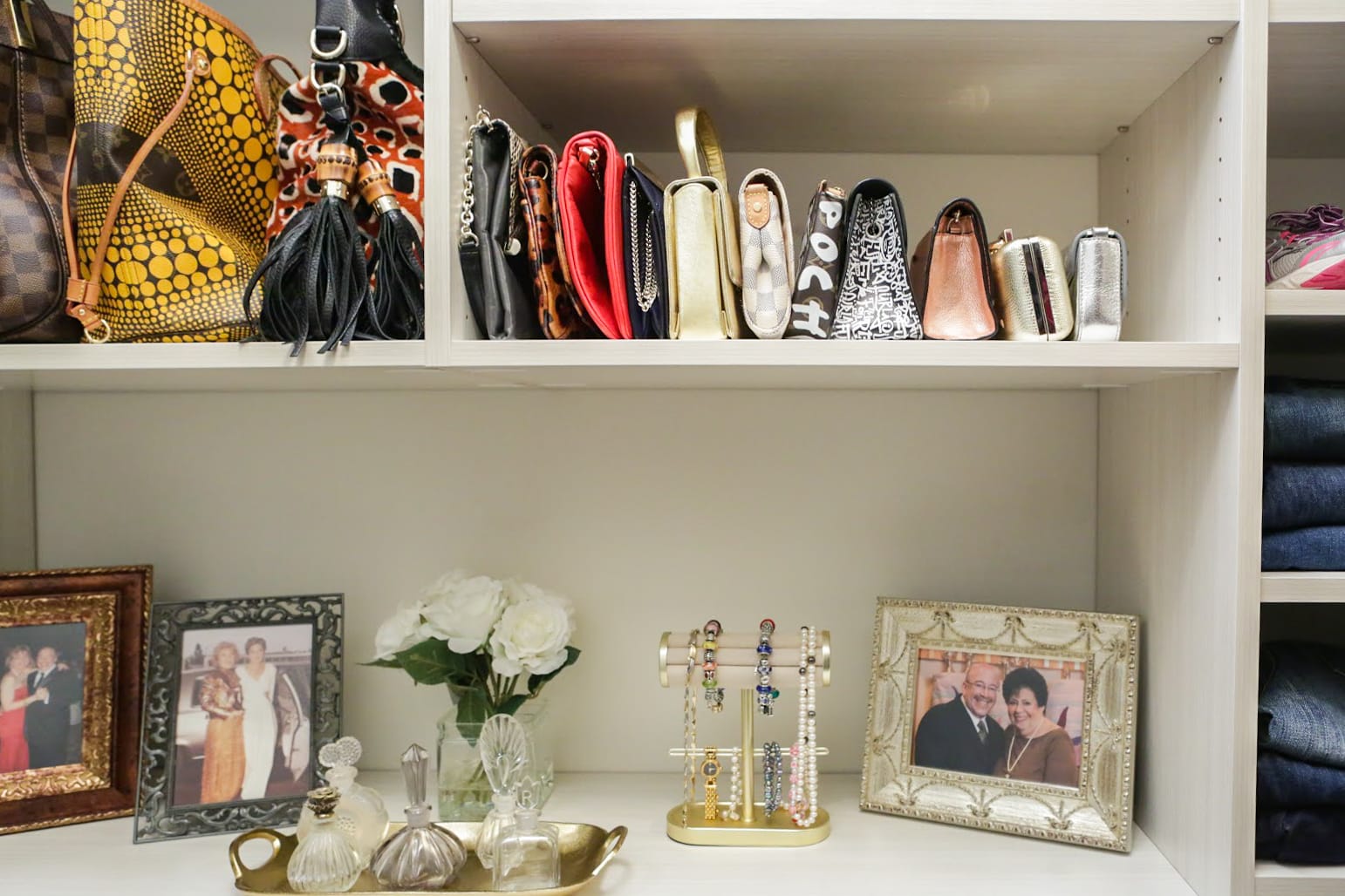 Inspired Closets shelves with belongings