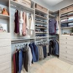 Customwalk inclosetwithbuiltindrawerstorage,shoeshelvesandhangingstorageinBatonRouge