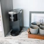 Gray Pantry Hutch with Shelving, Drawers, Counter Space and wine Fridge