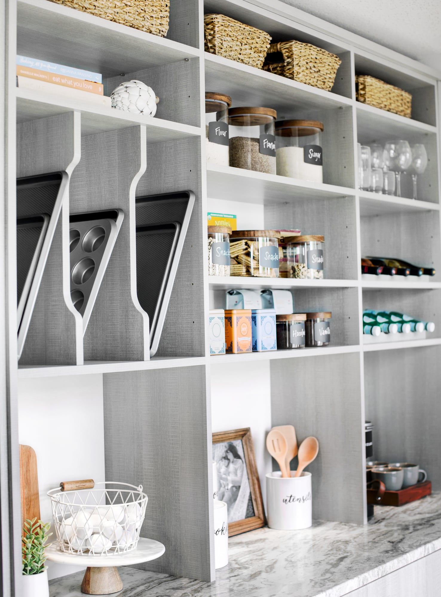 Gray Pantry Hutch with Shelving