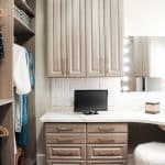 CustomBoutiqueWalk InWomen’sClosetinAthens,GAwithVanityinDriftwood