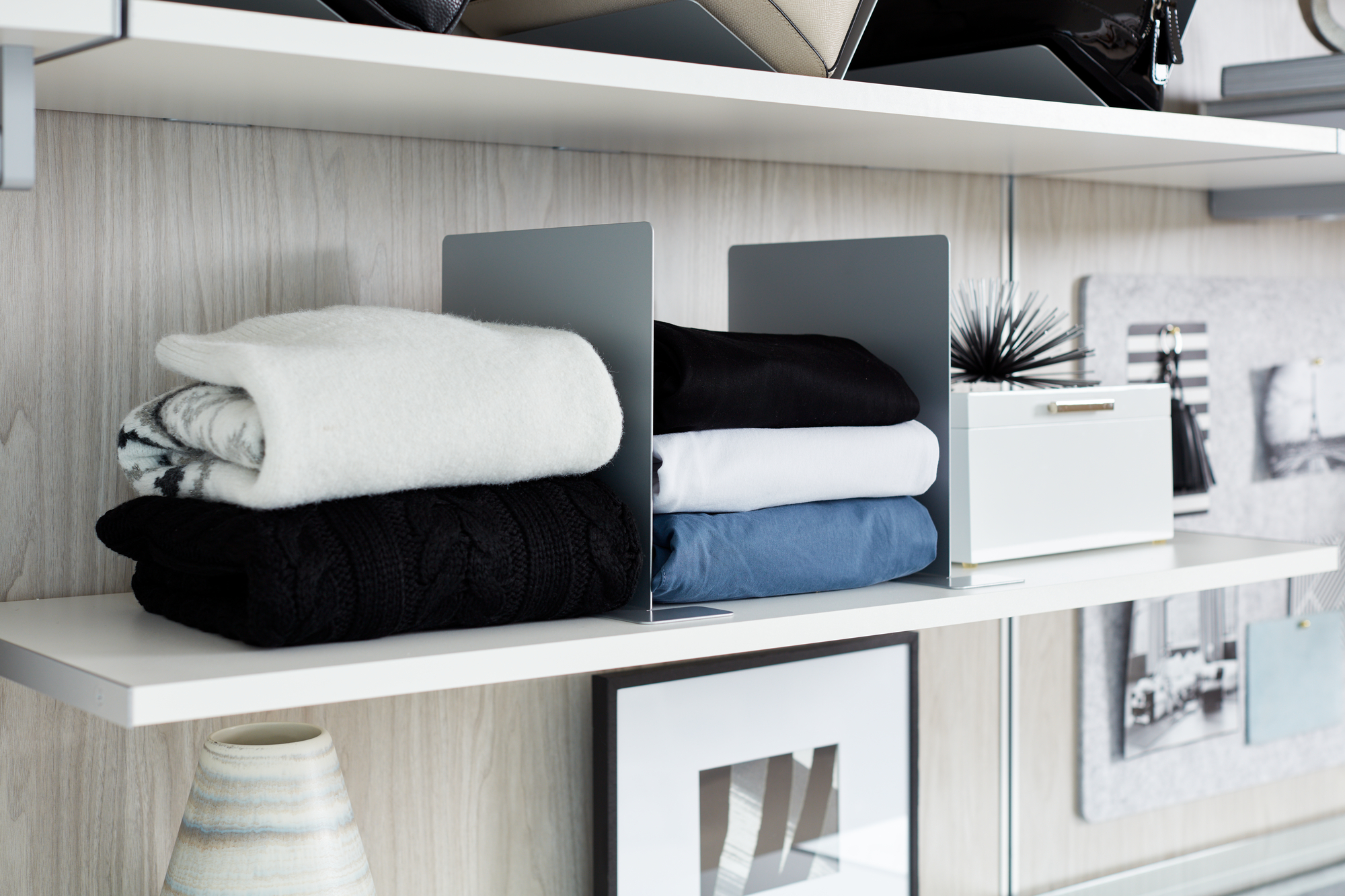 White Floating Shelves for Walk In Closet