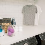 Custom Built Laundry Room Storage in White with Counter Space in Central Virginia