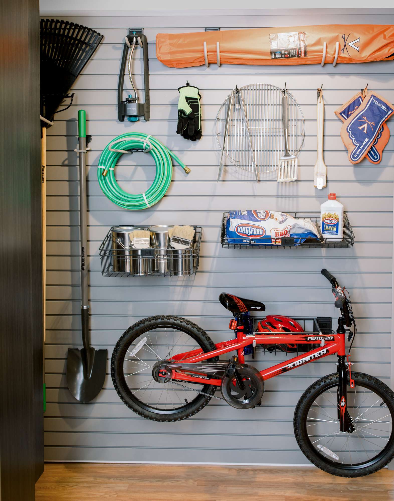 Custom Garage Storage Designed with Slatwall and Hanging Storage in Richmond, VA