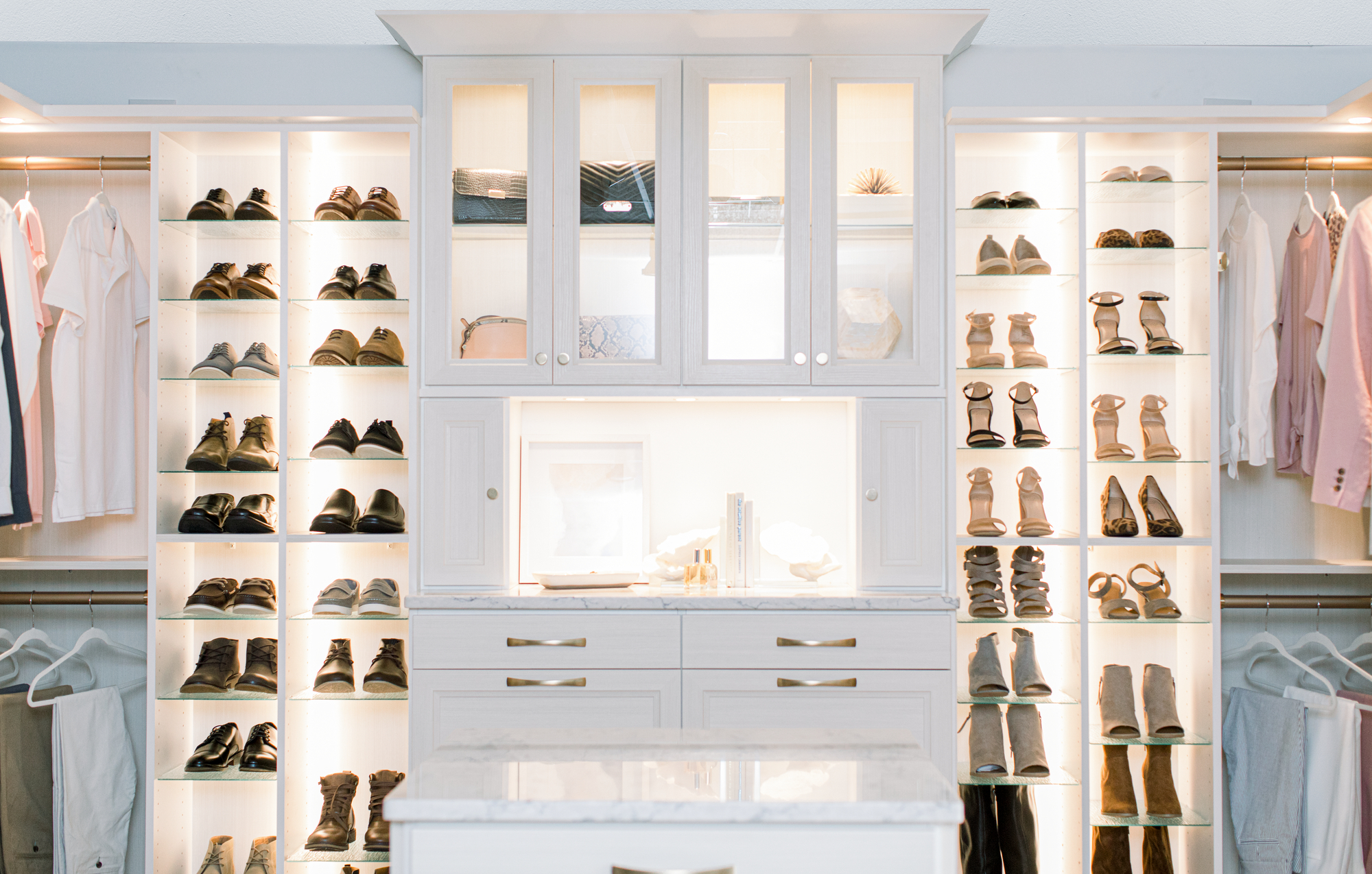 Custom Built Boutique Closet with Exclusive Shoe Shrine Storage in Richmond, VA