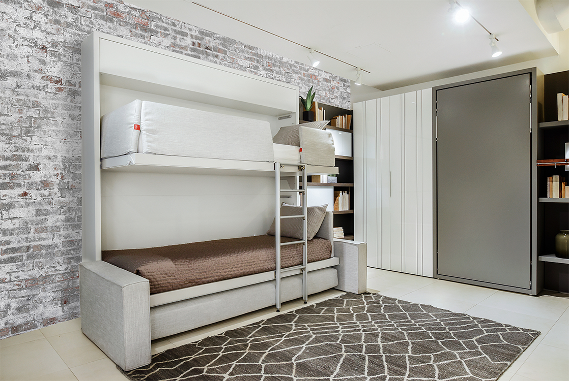 Creative bunk bed wall bed design, Kali Duo style from Clai by Inspired Closets Hawaii