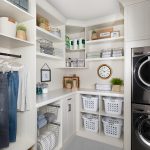 Custom floor mounted boutique laundry room storage