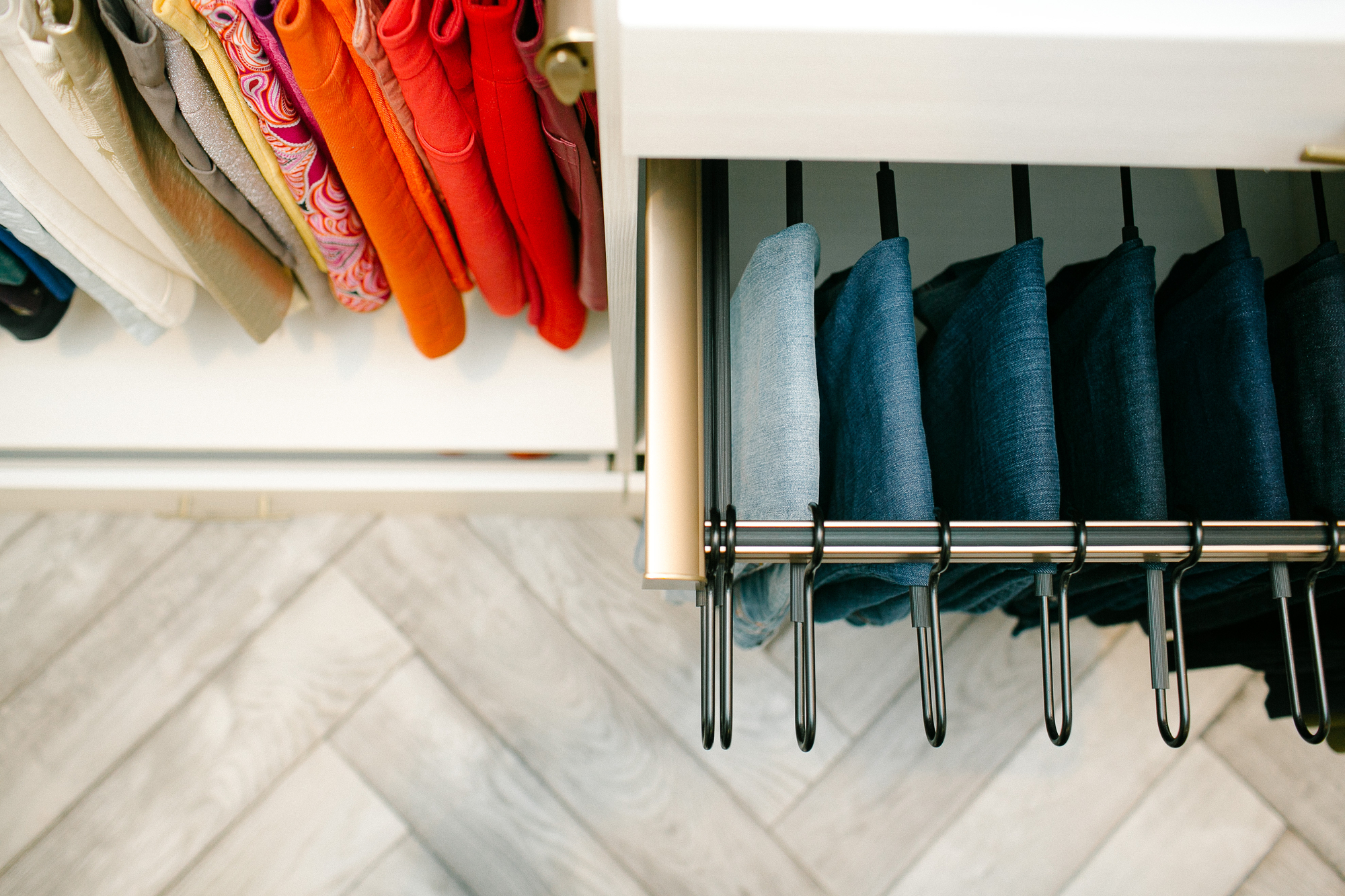 Pull out pant storage for men's jeans and dress pants in Sacramento