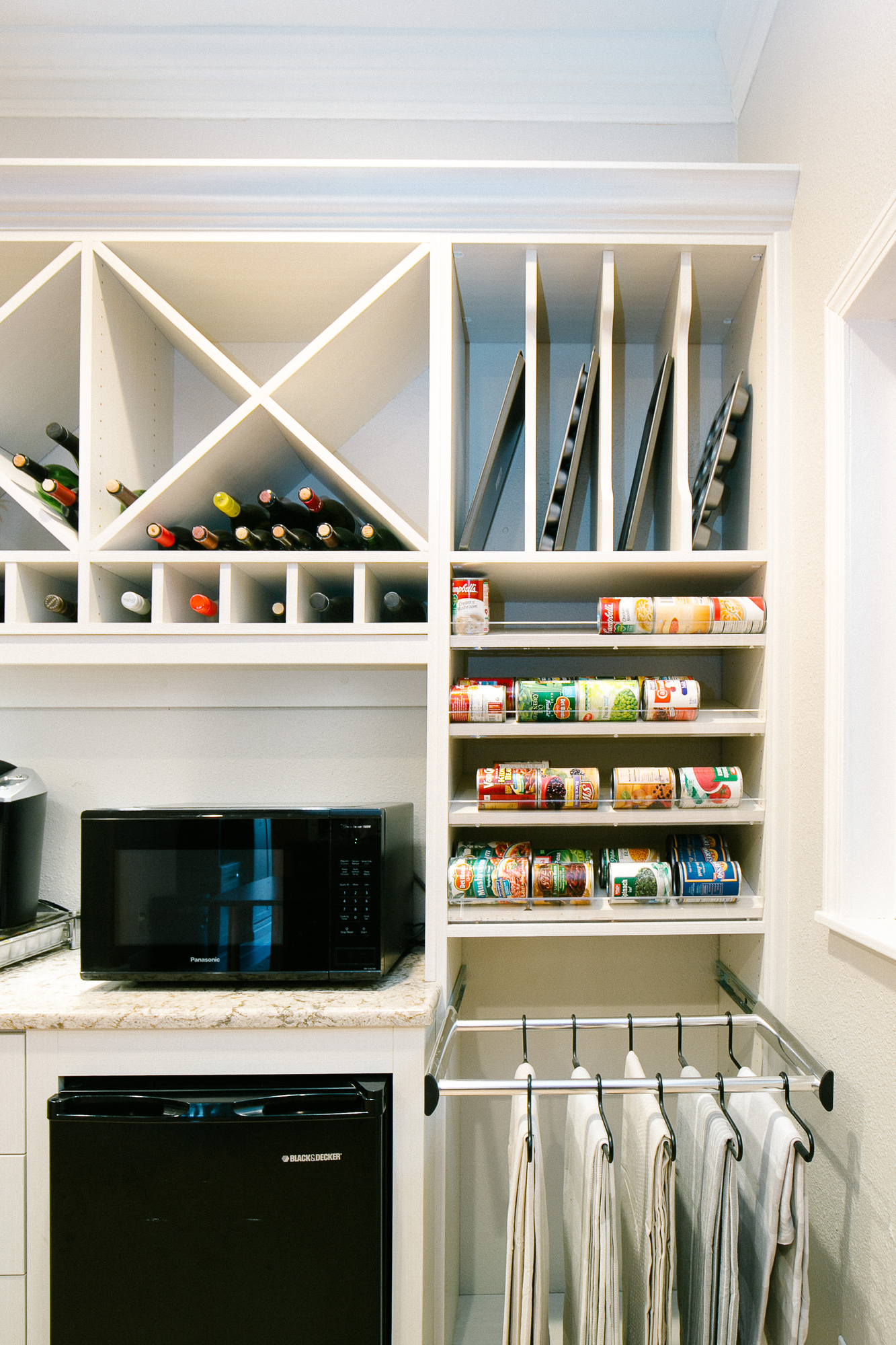 Custom white shelving for cans in Sacramento