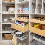 Custom pantry storage system with corner shelving in Vero Beach, Florida