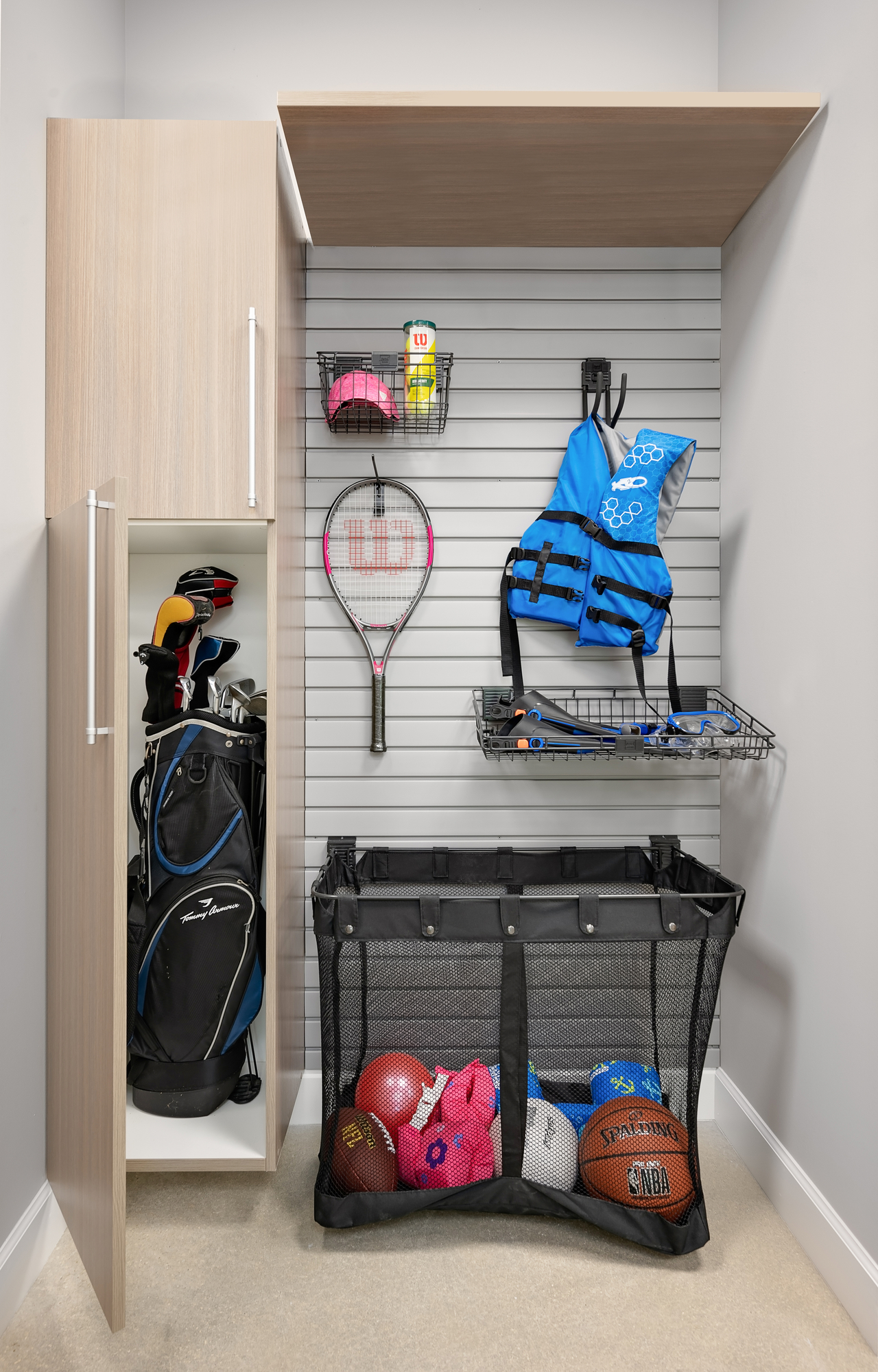 Easy golf club and spots equipment storage for a garage in Treasure Coast Florida