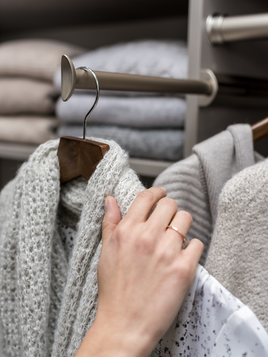 Inspired Closets valet rod for hanging sweaters